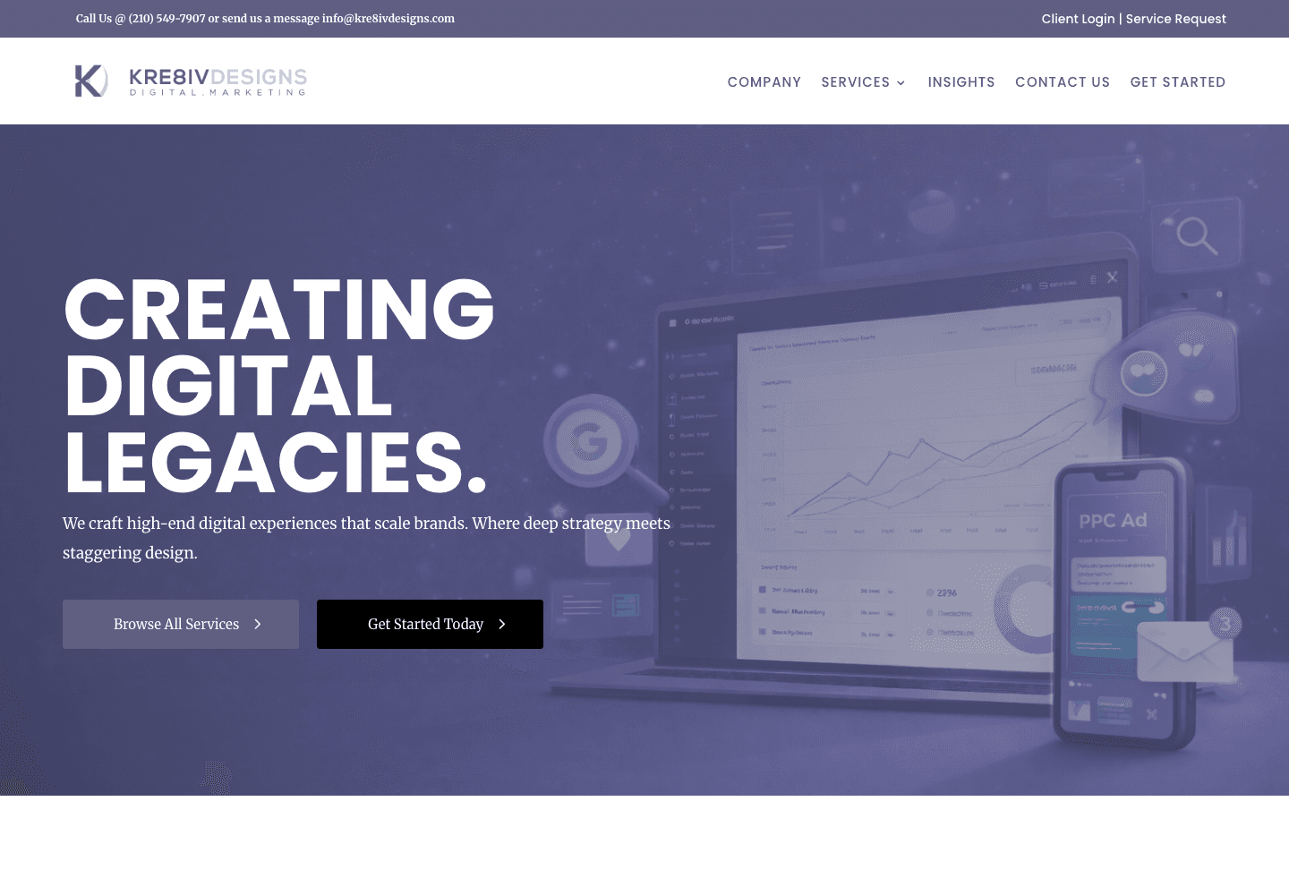 The Kre8ivDesigns marketing website